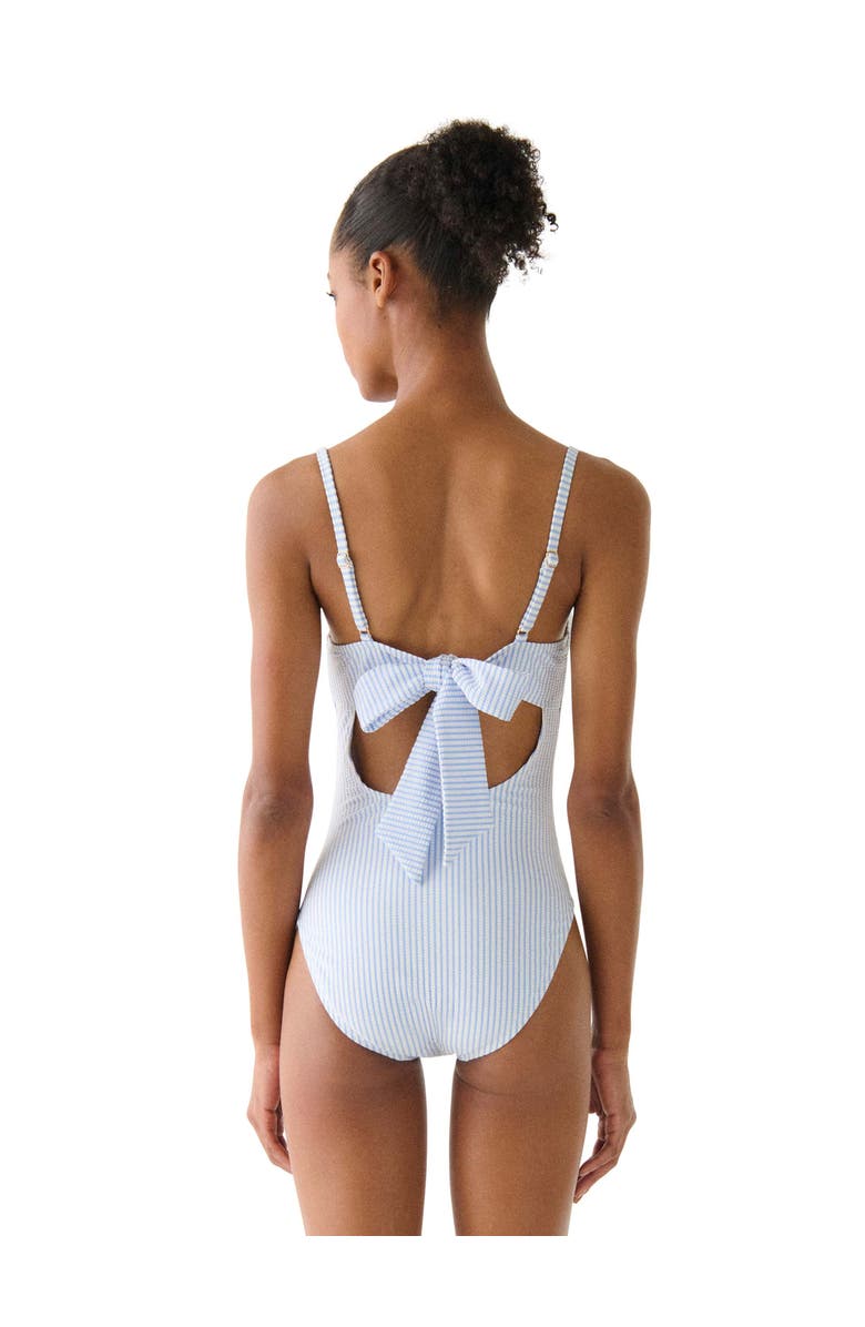 Kate Spade New York Tidal Stripe Bow Back One Piece Swimsuit, Alternate, color, Diamond Blue