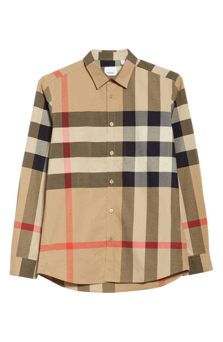 Burberry Somerton Check Button-Up Shirt, Alternate, color, 