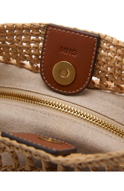 Mango Raffia Lined Tote Bag In Brown