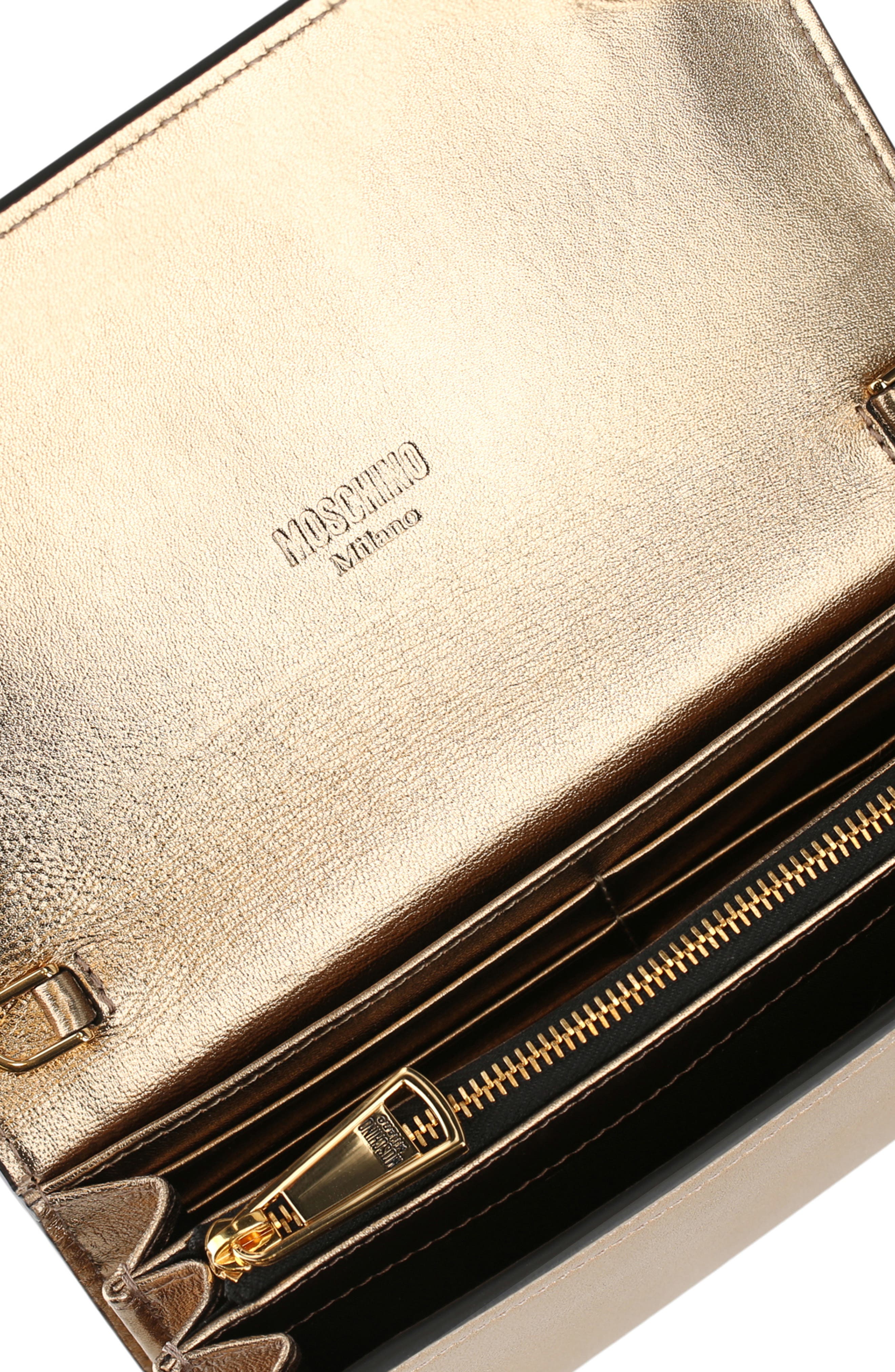 Moschino Logo Clutch, Alternate, color, 