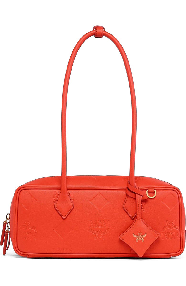 MCM Aren Shoulder Bag in Maxi Monogram Leather, Main, color, Orange