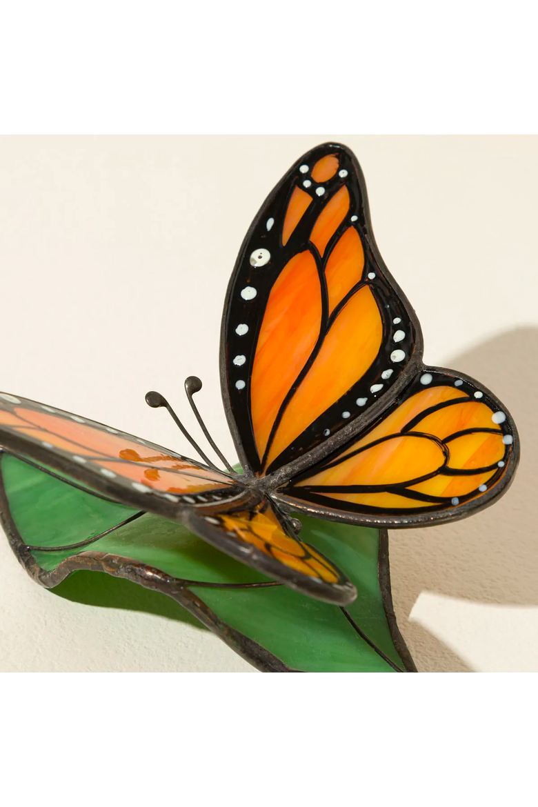 Stained Glass Butterflies with a Message, Alternate, color, Monarch (freedom, courage)