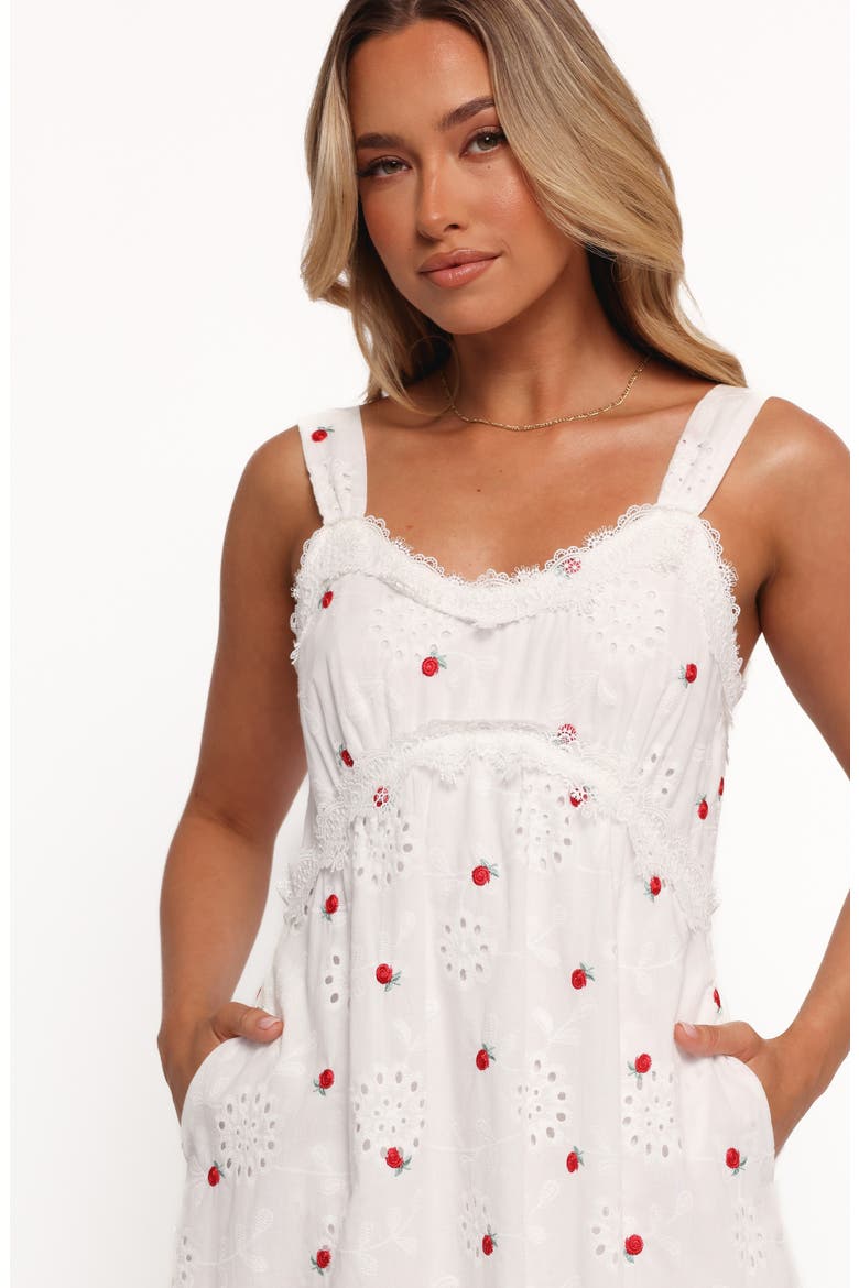 Salli Eyelet Embroidered Sundress, Alternate, color, WHITE/ RED