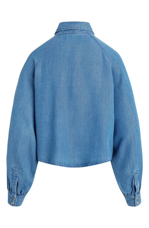 Hudson Jeans Raglan Balloon Sleeve Button-down Top In Blue
