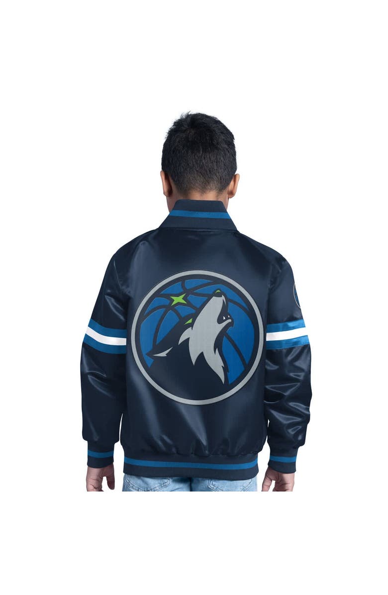 STARTER Youth Navy Minnesota Timberwolves Scrimmage Full-Snap Varsity Jacket, Alternate, color, Navy
