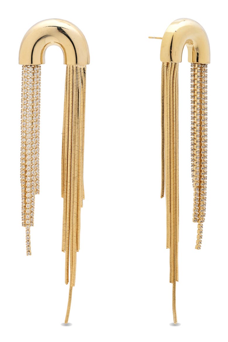Annika Fringe Drop Earrings, Main, color, GOLD