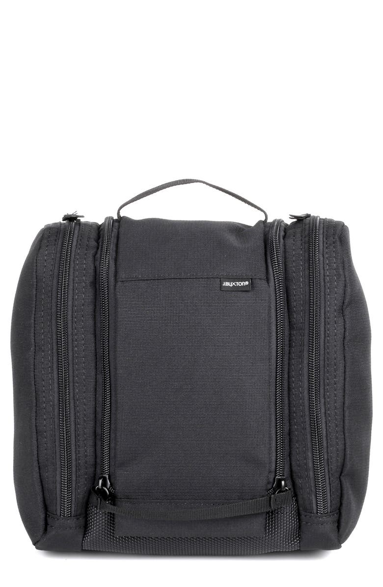 BUXTON Double Zip Hanging Kit, Main, color, Black