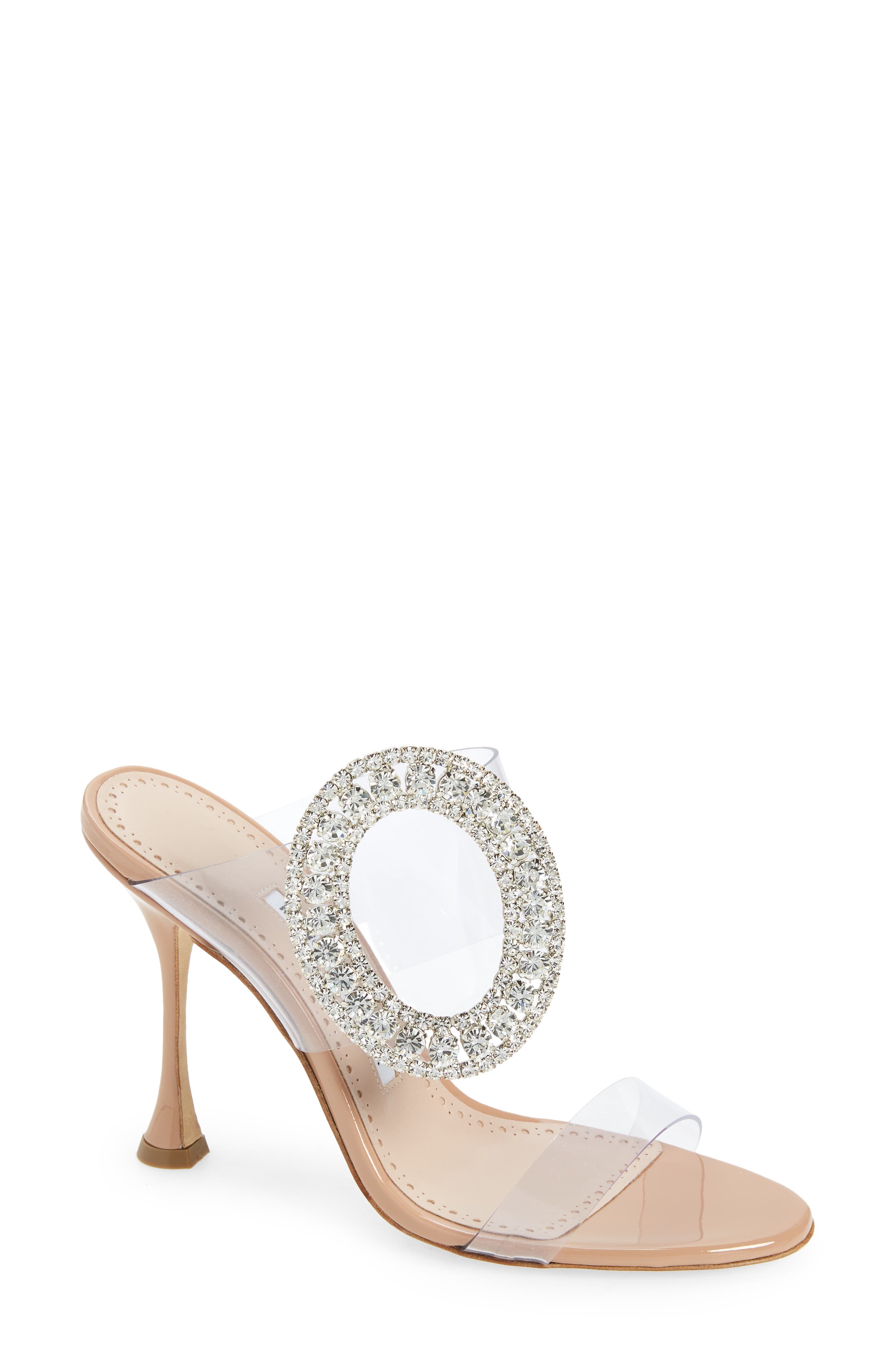 Manolo Blahnik Fibionabi Crystal Buckle Clear Sandal, Main, color, 