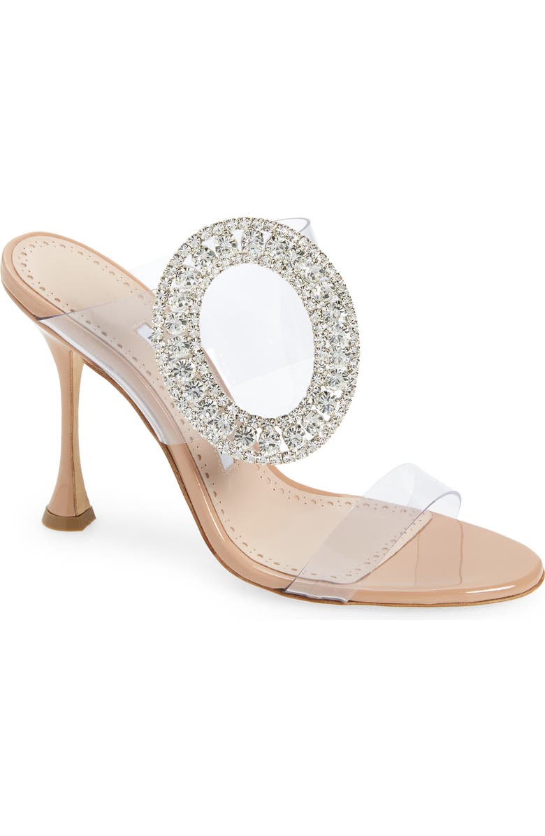 Manolo Blahnik Fibionabi Crystal Buckle Clear Sandal, Main, color,