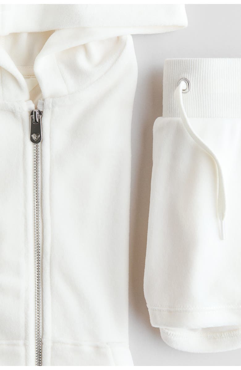 H&M 2-piece Velour Set, Alternate, color, Cream