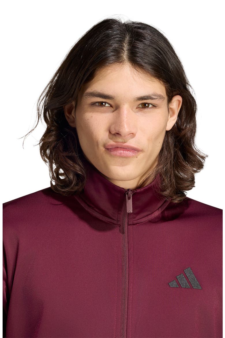 Essentials 3-Stripes Track Jacket, Alternate, color, MAROON/ BLACK