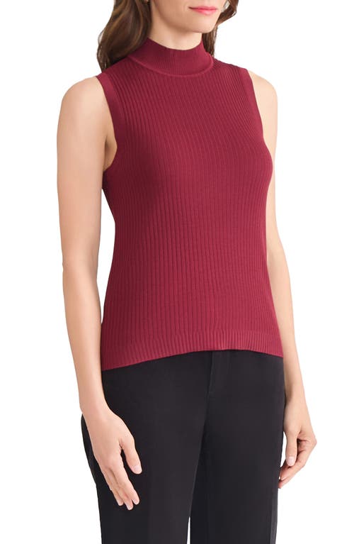 Jones New York Rib Sleeveless Turtleneck Sweater In Burgundy