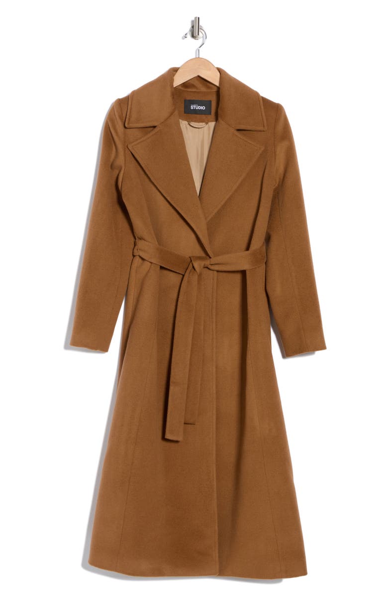 Fleurette Belted Wool Blend Coat, Alternate, color, 