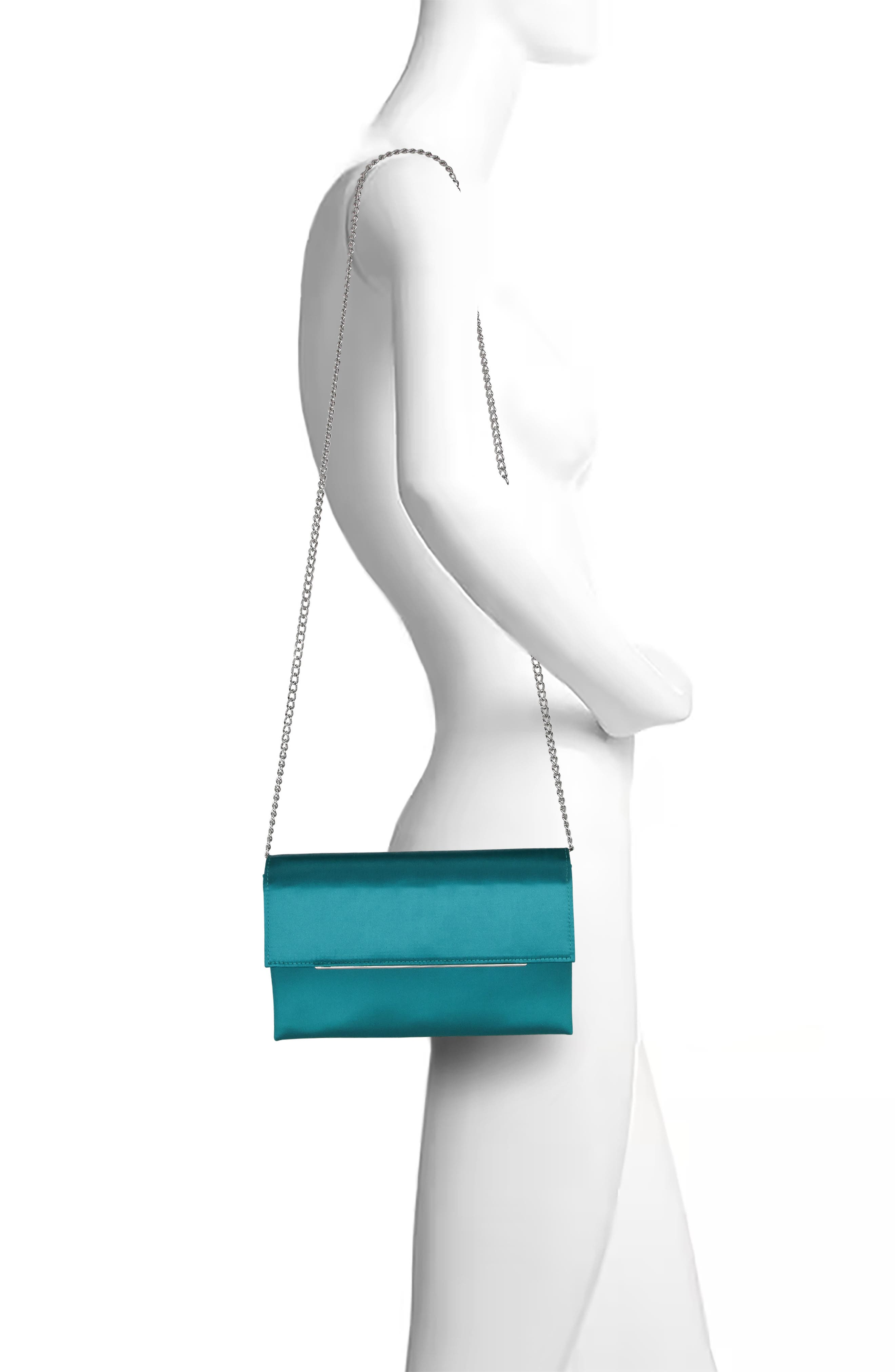Harper Satin Envelope Clutch, Alternate, color, TURQUOISE