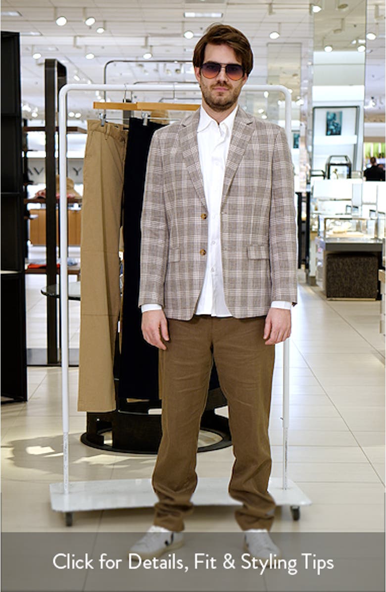 Henrik Trim Fit Plaid Slub Linen & Cotton Blend Sport Coat, sales video thumbnail