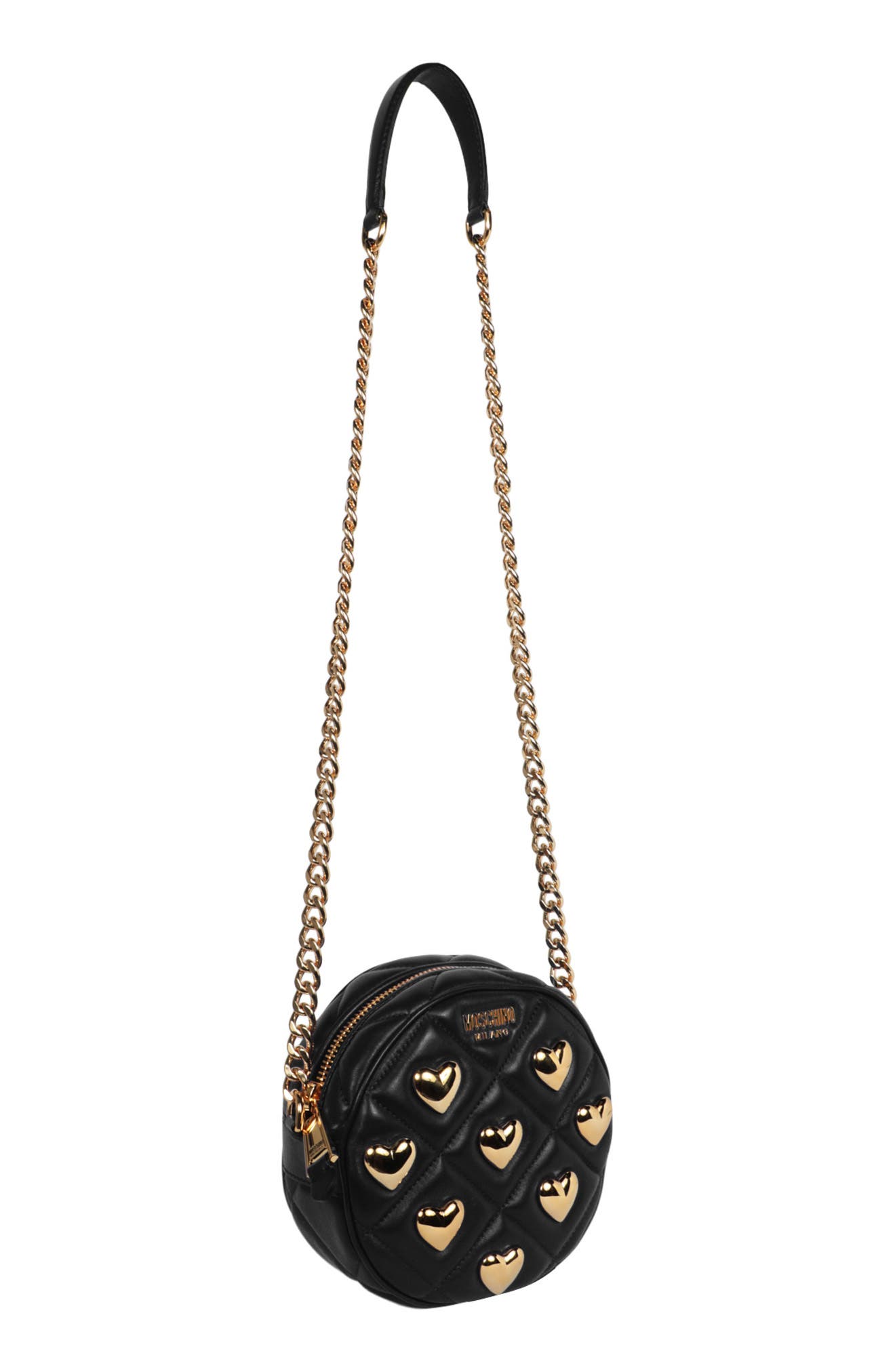 Moschino Quilted Heart Crossbody Bag, Alternate, color, 