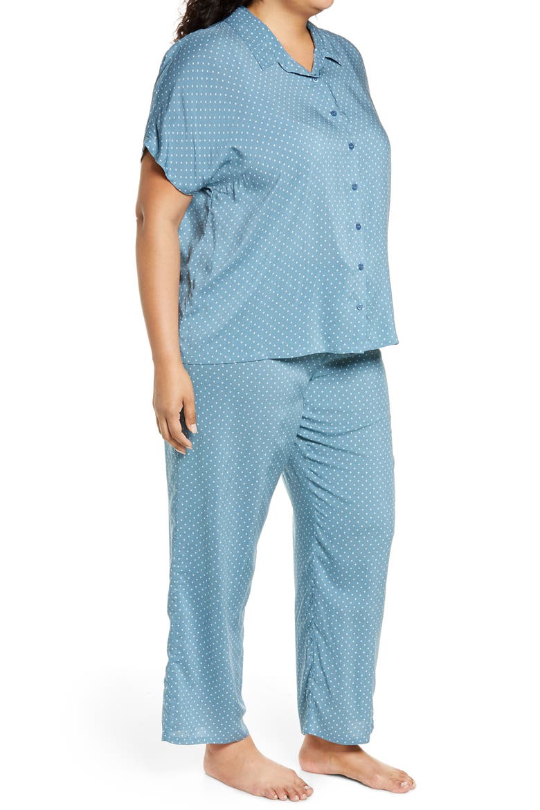 Bridgette Woven Two-Piece Pajama Set, Alternate, color, BLUE STONE DAINTY DIAMOND