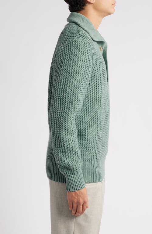 HUGO BOSS BOSS EXMAIMO HALF BUTTON VIRGIN WOOL SWEATER 