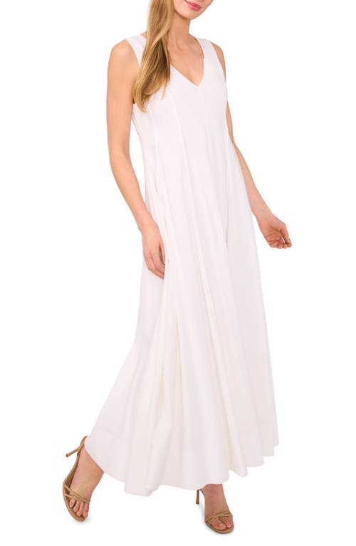 Ted Baker Pleated Waist Sleeveless Linen Blend Maxi Dress In Ultra White