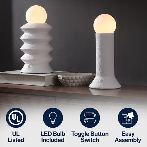 Jonathan Y Soren 13" Ceramic/glass Geometric Integrated Led Table Lamp In White