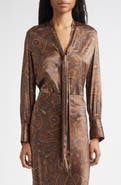 Veronica Beard Francine Print Tie Neck Silk Blend Top
