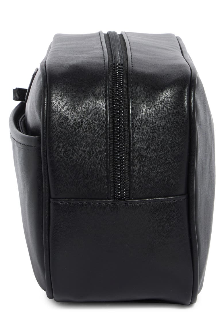 Leather Top Zip Toiletry Bag, Alternate, color, BLACK