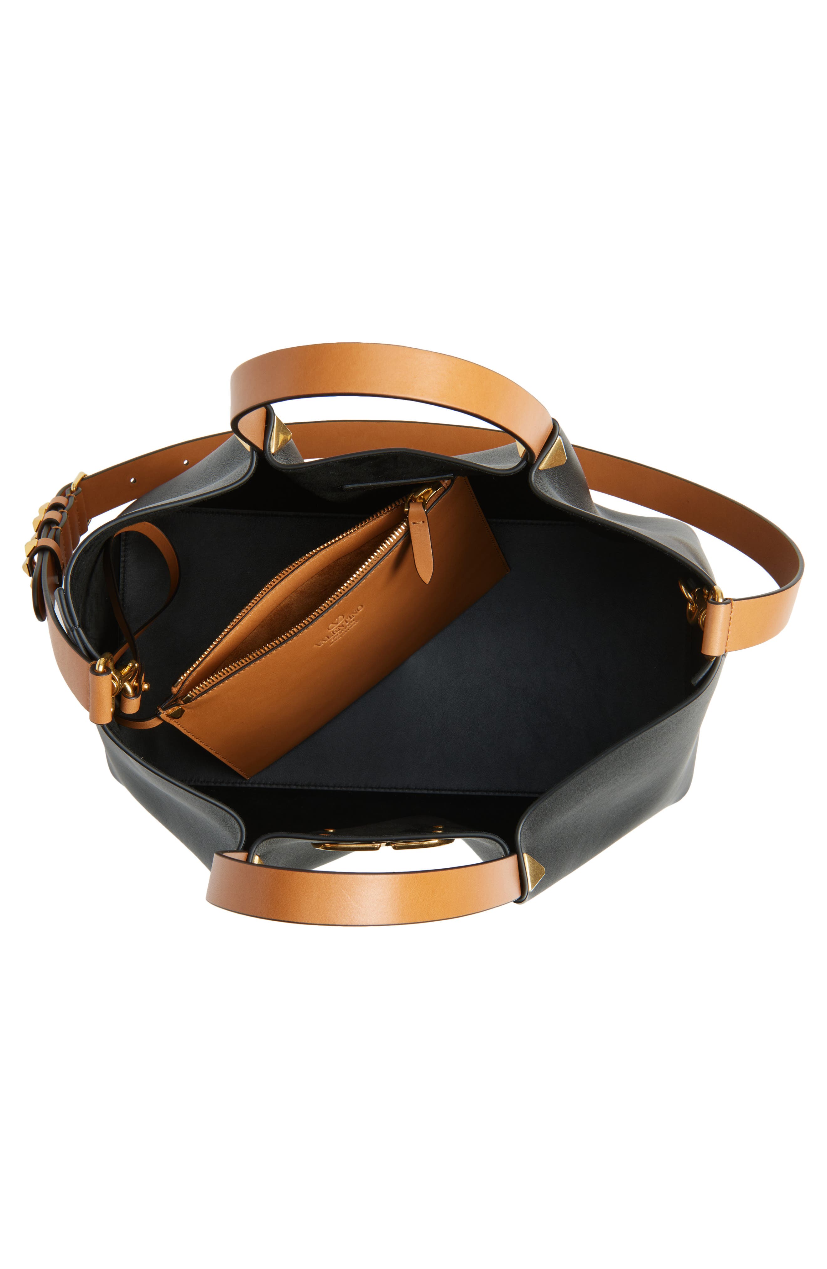 Valentino Garavani Signature VLOGO Tote, Alternate, color, Black/ Camel