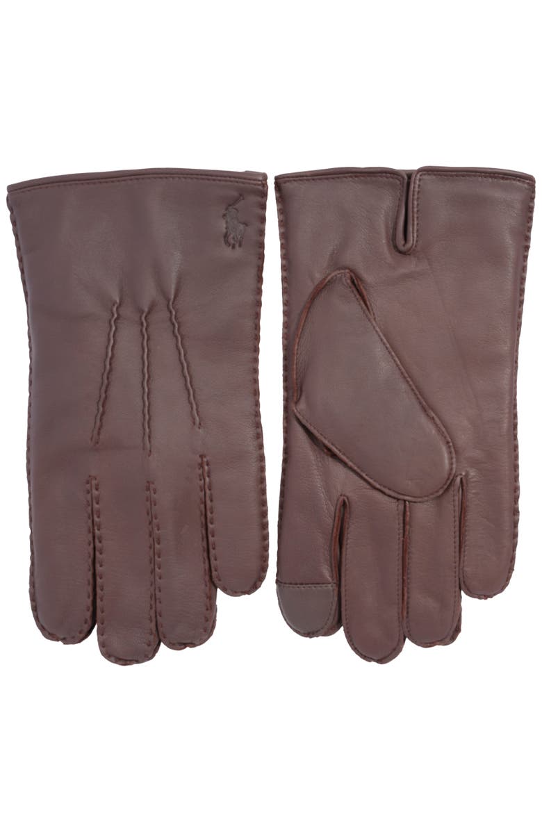 Polo Ralph Lauren Cashmere Lined Nappa Touch Glove, Alternate, color, Dark Brown