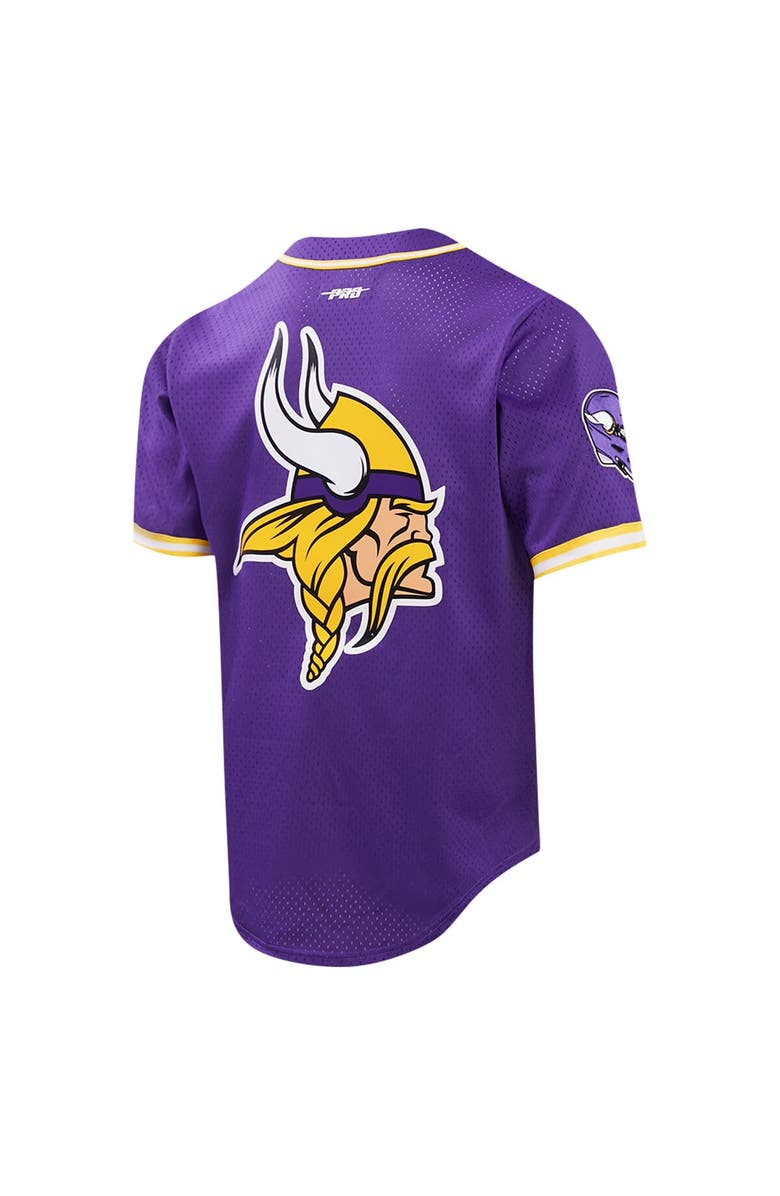PRO STANDARD Men's Pro Standard Justin Jefferson Purple Minnesota Vikings Mesh Button-Up Baseball Jersey, Alternate, color, Purple