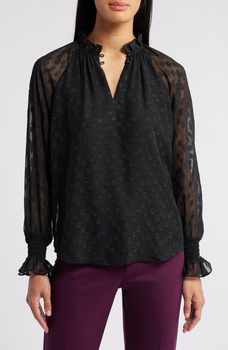 Anne Klein Ruffle Trim Shirt, Main, color, 