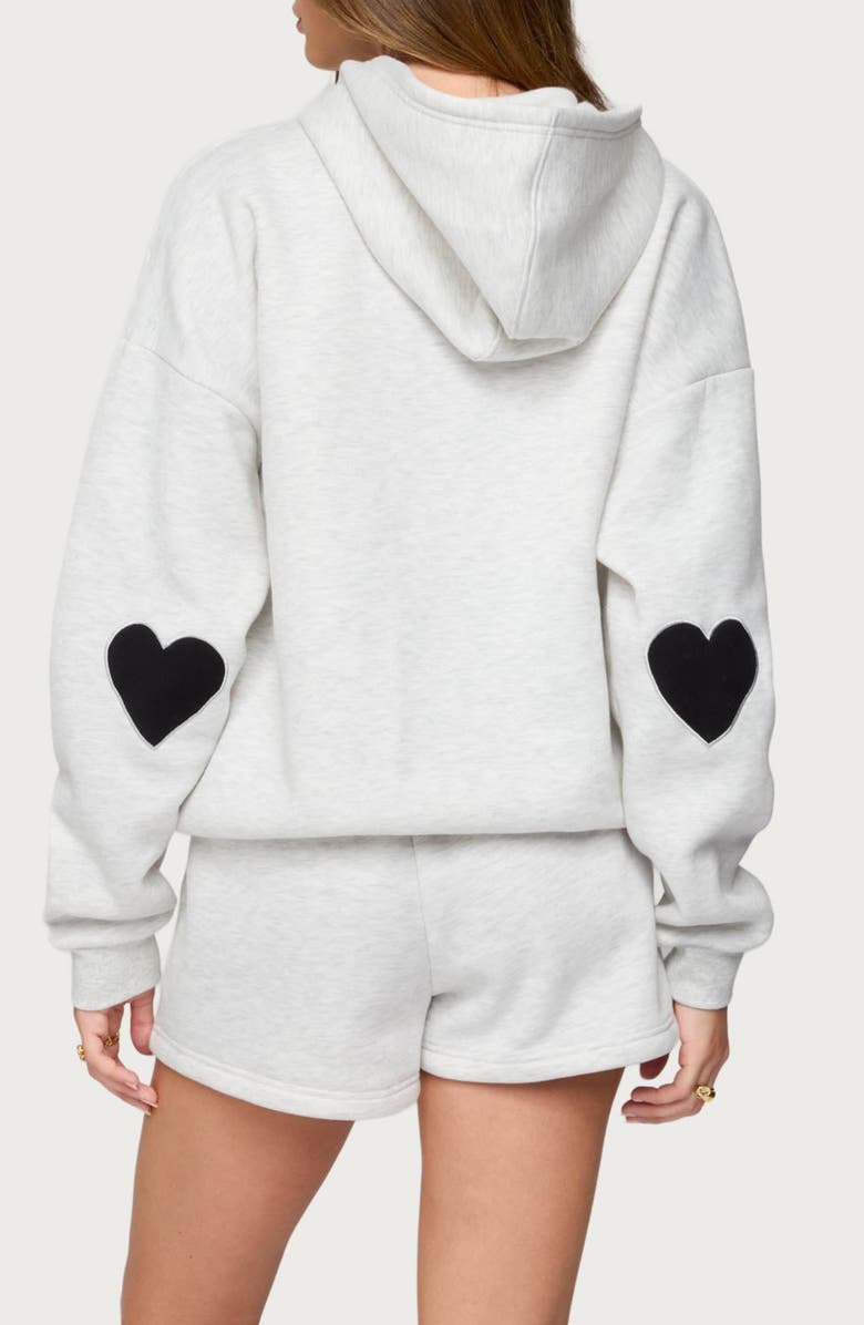 EDIKTED Big Love Embroidered Hoodie, Alternate, color, Gray-Melange