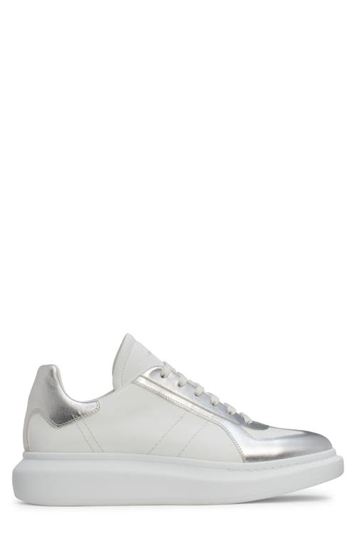 Alexander Mcqueen Metallic-panel Leather Sneakers In White