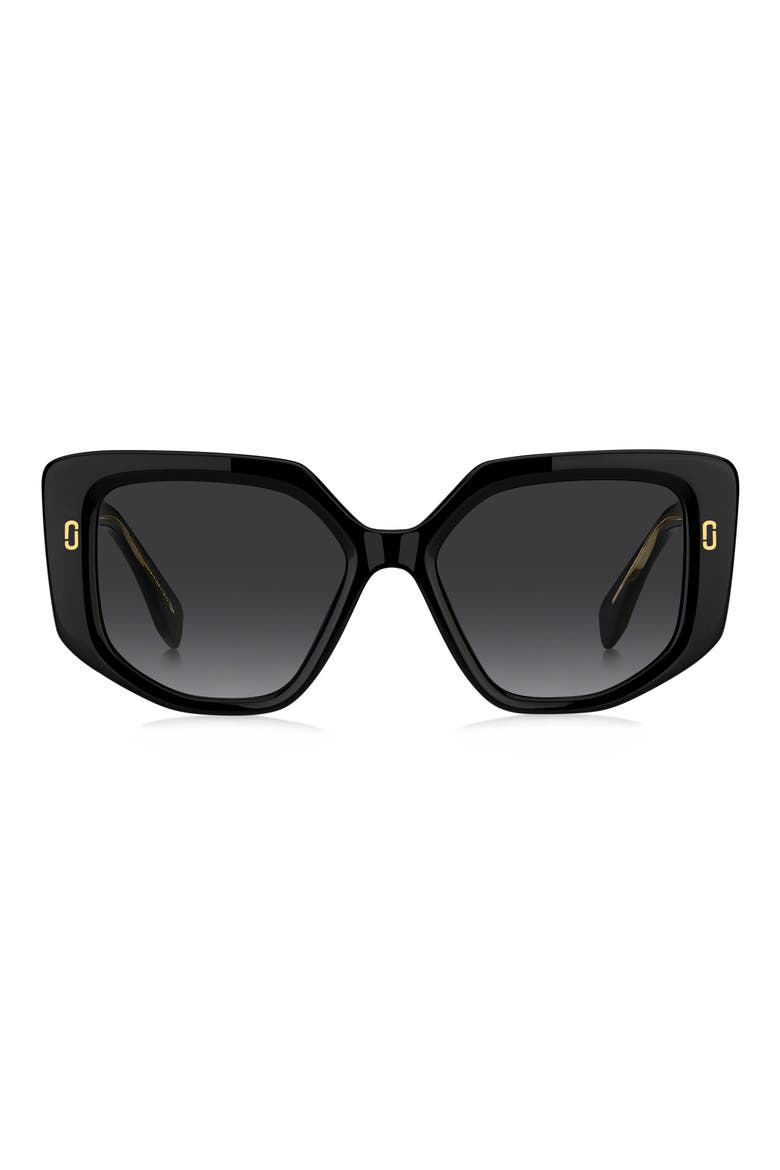 52mm Gradient Square Sunglasses, Main, color, BLACK/ DARK GREY SF
