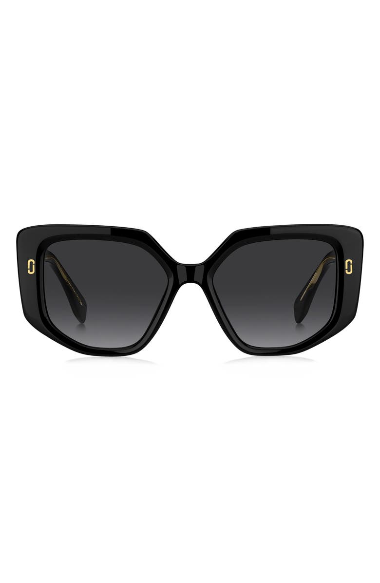 Marc Jacobs 52mm Gradient Square Sunglasses, Main, color, Black/ Dark Grey Sf