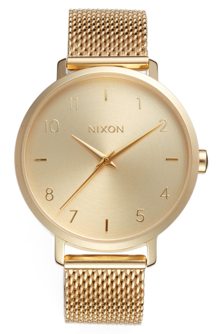 The Arrow Milanese Mesh Strap Watch, 38mm, Main, color, GOLD