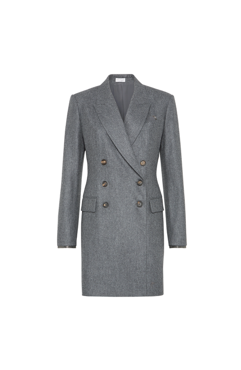 Flannel blazer dress with monili