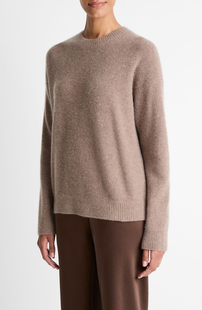Vince Boiled Cashmere Crewneck Sweater, Alternate, color, Heather Doe