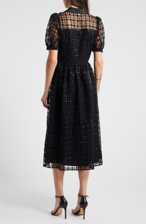 Mila Mae Sequin Short Sleeve Shirtdress In Black