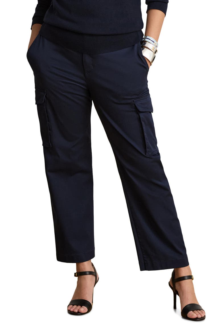 Crop Straight Leg Cargo Pants, Alternate, color, LAUREN NAVY BLUE