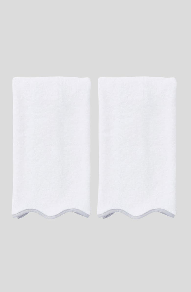 WEEZIE 2-Pack Scalloped Organic Cotton Terry Hand Towels, Alternate, color, Grey