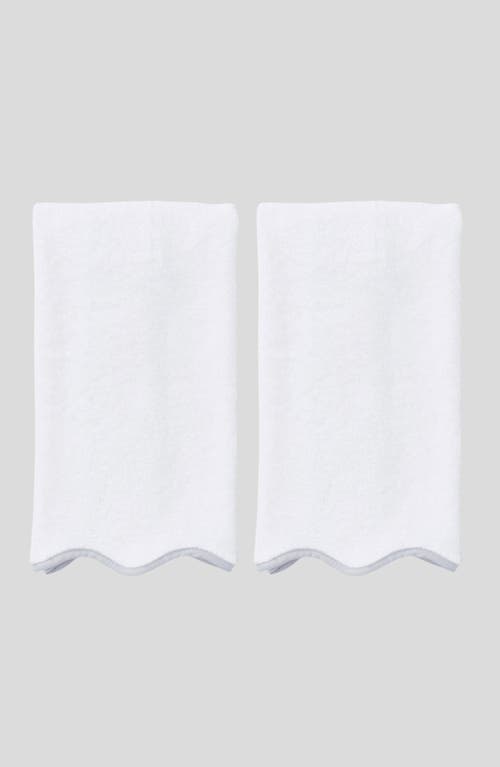 Weezie 2-pack Scalloped Organic Cotton Terry Hand Towels In Gray