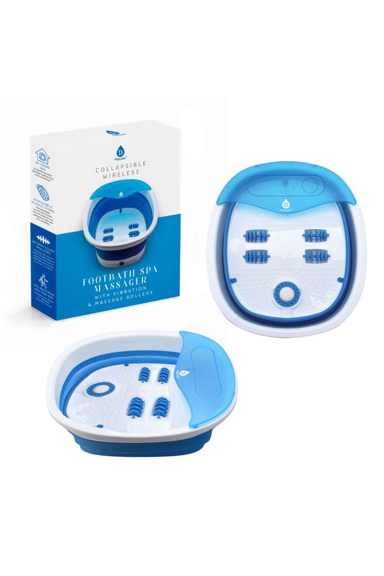 Collapsible Wireless Footbath Spa Massager, Main, color, White