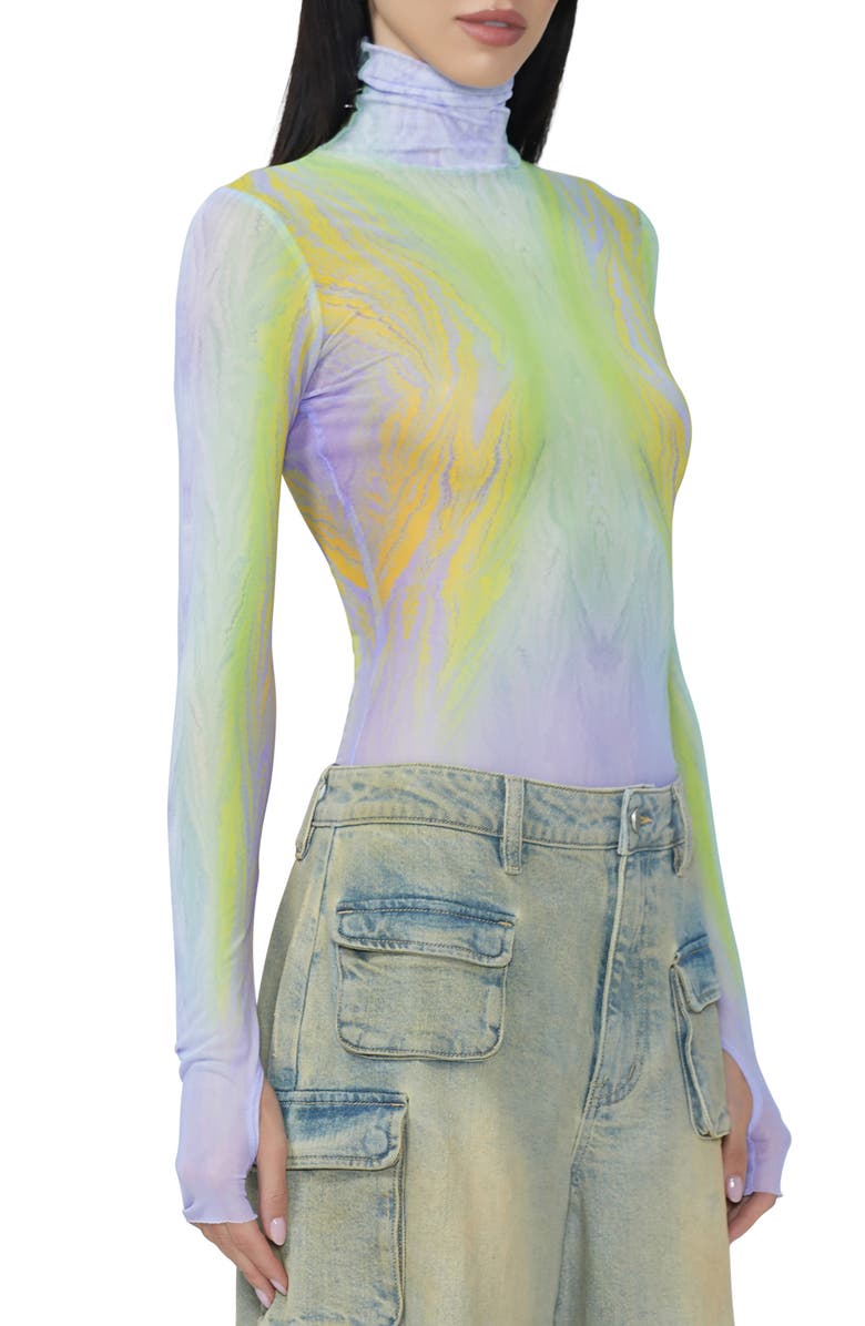 AFRM Zadie Print Turtleneck Mesh Top, Alternate, color, 