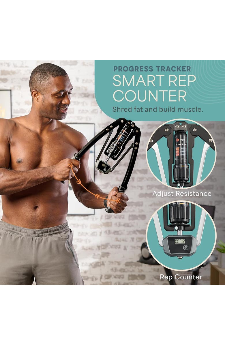 Lifepro Shredforce Chest Expander and Arm Twister Trainer Exerciser Adjustable 22 to 440lb Resistance, Alternate, color, Grey