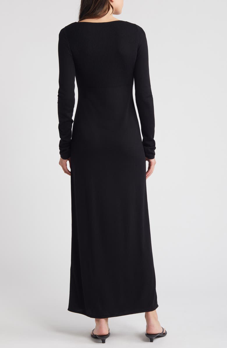 & Other Stories Long Sleeve Rib Maxi Sweater Dress, Alternate, color, Black Dark