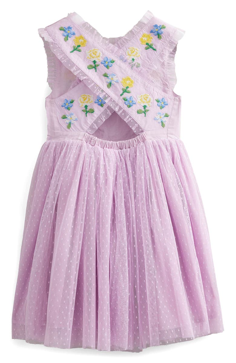 Mini Boden Kids' Embroidered Cross Back Dress, Alternate, color, 