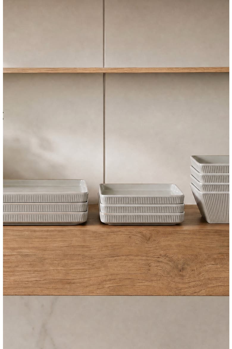 Grace Ribbed Stoneware 24-Piece Dinnerware Set, Alternate, color, White