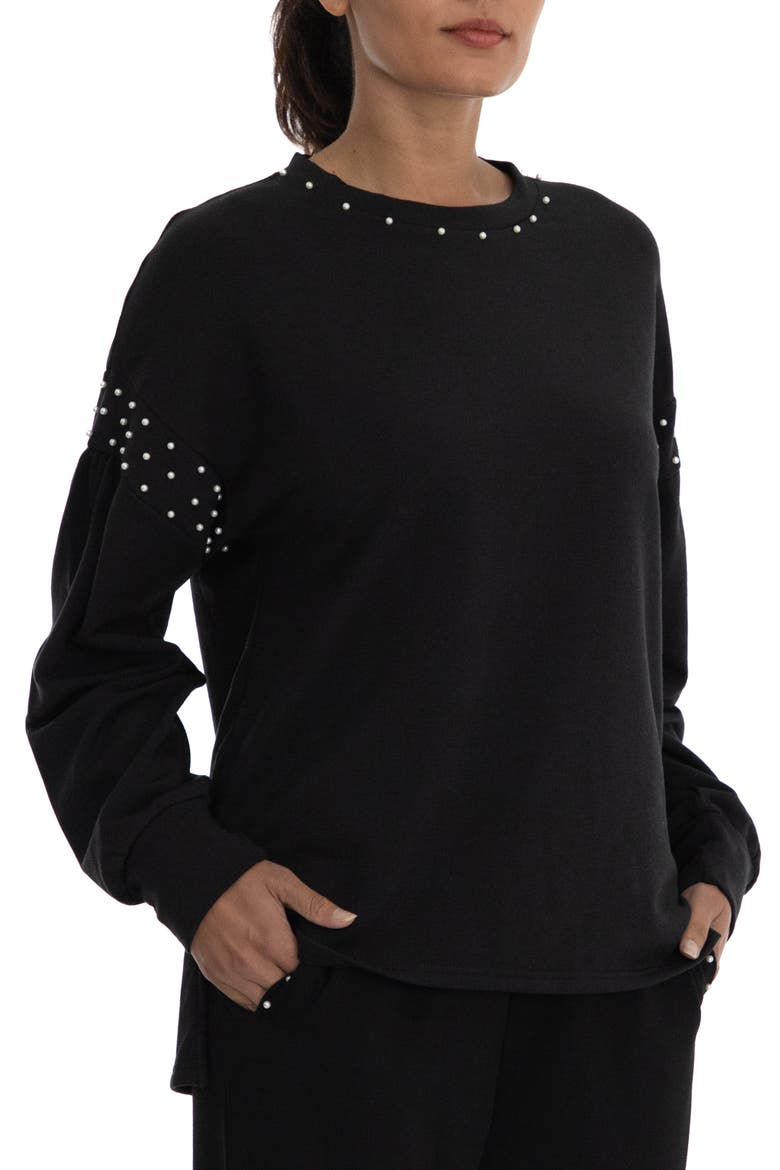 Imitation Pearl Tunic, Alternate, color, MOONLESS NIGHT