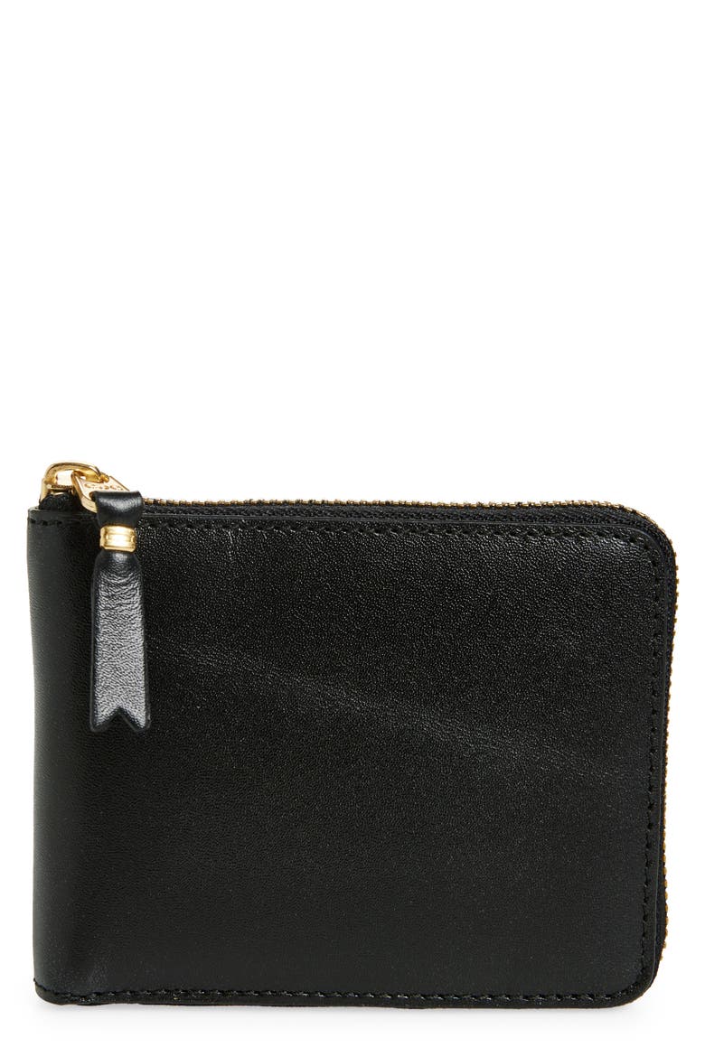 Leather Wallet, Main, color, BLACK