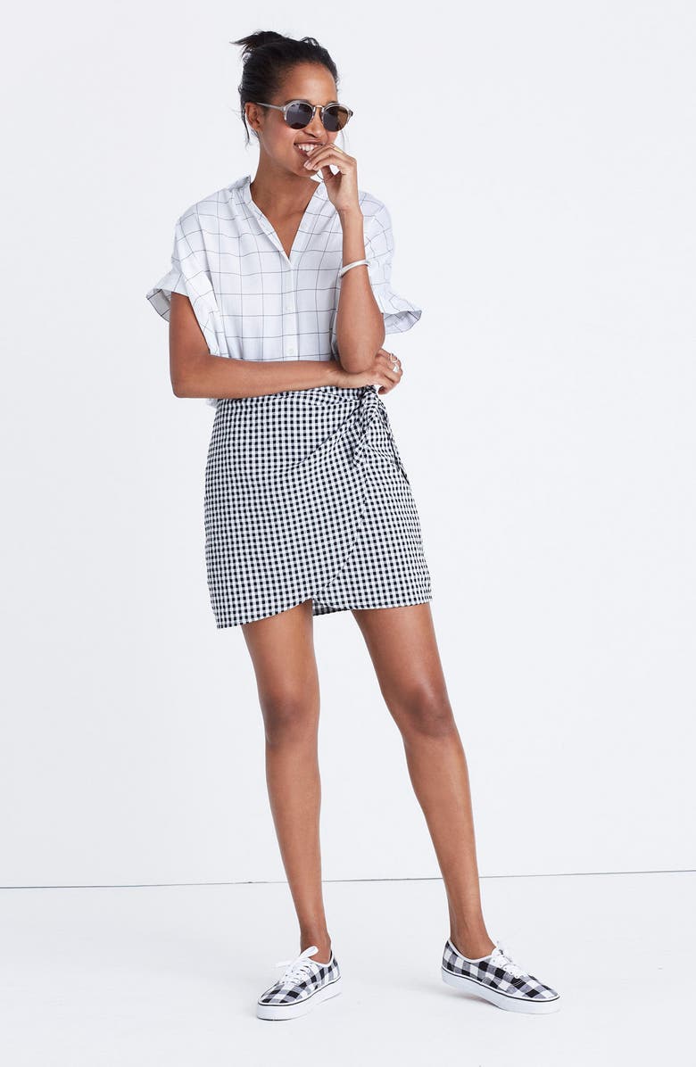 Madewell Gingham Wrap Miniskirt, Alternate, color,
